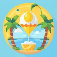 AI generated Summer Vibe Vacation Tropic Icon Clip Art Sticker Decoration Simple Background photo