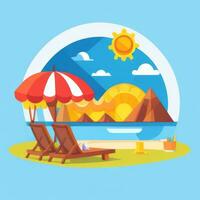 AI generated Summer Vibe Vacation Tropic Icon Clip Art Sticker Decoration Simple Background photo