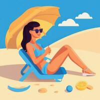 AI generated Summer Vibe Vacation Tropic Icon Clip Art Sticker Decoration Simple Background photo