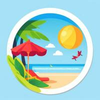 AI generated Summer Vibe Vacation Tropic Icon Clip Art Sticker Decoration Simple Background photo