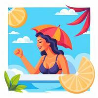 AI generated Summer Vibe Vacation Tropic Icon Clip Art Sticker Decoration Simple Background photo