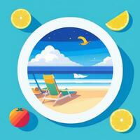 AI generated Summer Vibe Vacation Tropic Icon Clip Art Sticker Decoration Simple Background photo