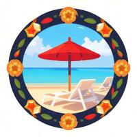 AI generated Summer Vibe Vacation Tropic Icon Clip Art Sticker Decoration Simple Background photo