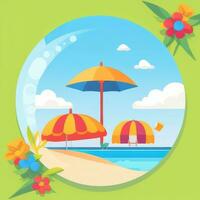 AI generated Summer Vibe Vacation Tropic Icon Clip Art Sticker Decoration Simple Background photo