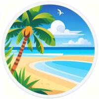 AI generated Summer Vibe Vacation Tropic Icon Clip Art Sticker Decoration Simple Background photo