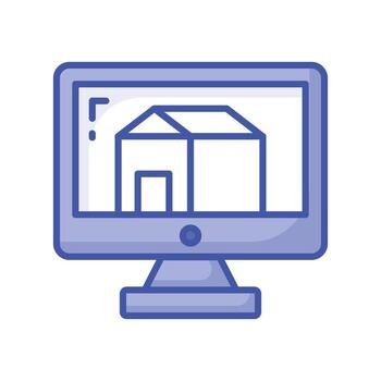 Home design on monitor showing concept icon of home architecture, architectural design vector