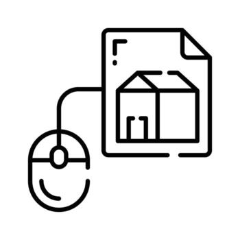 Home design on paper with mouse showing concept icon of home architecture, architectural design vector
