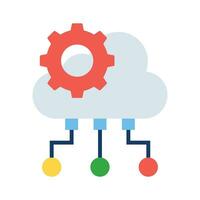 Cloud with gear denoting concept flat icon of cloud maintenance vector