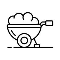 Trendy icon of wheel barrow, construction cart, dirt carrier vector design