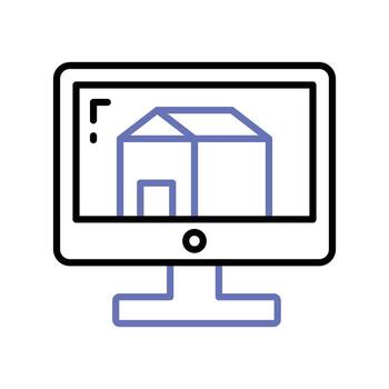 Home design on monitor showing concept icon of home architecture, architectural design vector