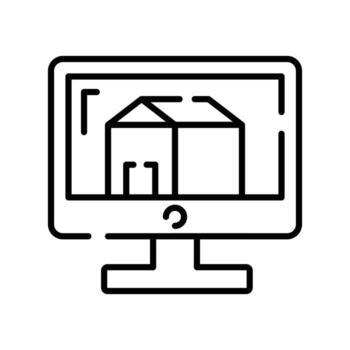 Home design on monitor showing concept icon of home architecture, architectural design vector