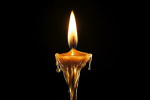 AI generated Candle flame on a black background. Generated by artificial intelligence photo