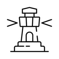 A tower containing a beacon light to warn or guide ships at sea, well designed icon of lighthouse vector