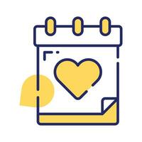 Calendar with heart showing concept icon of annual event vector design