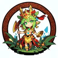 ai generado linda chibi guerrero anime avatar jugador icono acortar Arte pegatina decoración sencillo antecedentes foto