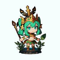 AI generated Cute Chibi Warrior Anime Avatar Gamer Icon Clip Art Sticker Decoration Simple Background photo