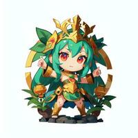 ai generado linda chibi guerrero anime avatar jugador icono acortar Arte pegatina decoración sencillo antecedentes foto