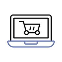 compras cesta dentro ordenador portátil demostración concepto icono de en línea compras, vector de compras sitio web