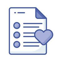 Paper with heath denoting concept icon of wishlist, ready for premium download vector
