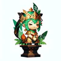 AI generated Cute Chibi Warrior Anime Avatar Gamer Icon Clip Art Sticker Decoration Simple Background photo