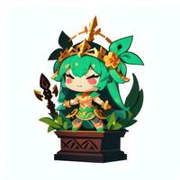 AI generated Cute Chibi Warrior Anime Avatar Gamer Icon Clip Art Sticker Decoration Simple Background photo