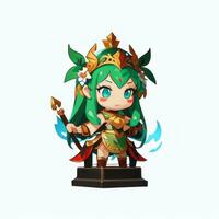 ai generado linda chibi guerrero anime avatar jugador icono acortar Arte pegatina decoración sencillo antecedentes foto