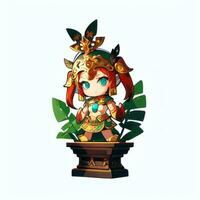 ai generado linda chibi guerrero anime avatar jugador icono acortar Arte pegatina decoración sencillo antecedentes foto