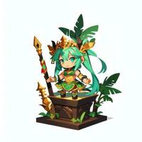 AI generated Cute Chibi Warrior Anime Avatar Gamer Icon Clip Art Sticker Decoration Simple Background photo