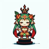 AI generated Cute Chibi Warrior Anime Avatar Gamer Icon Clip Art Sticker Decoration Simple Background photo