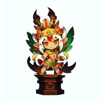 AI generated Cute Chibi Warrior Anime Avatar Gamer Icon Clip Art Sticker Decoration Simple Background photo