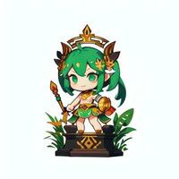 AI generated Cute Chibi Warrior Anime Avatar Gamer Icon Clip Art Sticker Decoration Simple Background photo