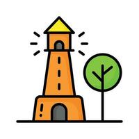 A tower containing a beacon light to warn or guide ships at sea, well designed icon of lighthouse vector