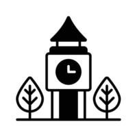 un icono de reloj torre en moderno diseño estilo, aislado en blanco antecedentes vector