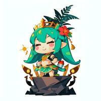 ai generado linda chibi guerrero anime avatar jugador icono acortar Arte pegatina decoración sencillo antecedentes foto