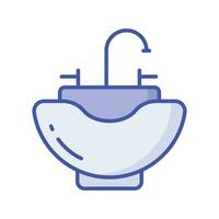Trendy vector design of washbasin, barbershop accessories, bathroom equipments