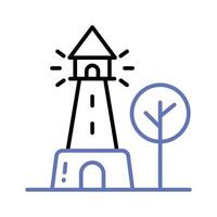 A tower containing a beacon light to warn or guide ships at sea, well designed icon of lighthouse vector