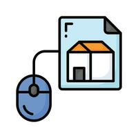 Home design on paper with mouse showing concept icon of home architecture, architectural design vector