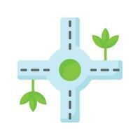 Traffic circle with four roads showing concept icon of road intersection, traffic roundabout vector