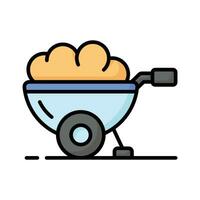 Trendy icon of wheel barrow, construction cart, dirt carrier vector design