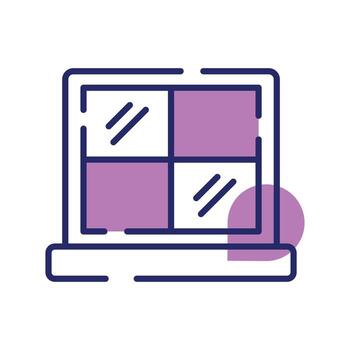 Glass window with different blocks, icon of window in modern style vector