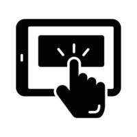 Hand finger touching mobile screen, concept icon of usability vector