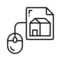 Home design on paper with mouse showing concept icon of home architecture, architectural design vector