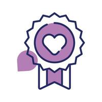 Heart inside ribbon badge, concept of favorite item, best quality vector