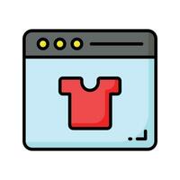 Shirt inside webpage showing concept icon of online shopping, vector of shopping website