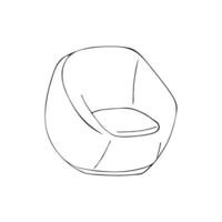 Hand-drawn soft armchair. Furniture for sitting. Comfortable modern interior doodle vector illustration isolated on a white background