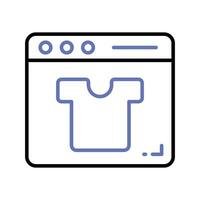 Shirt inside webpage showing concept icon of online shopping, vector of shopping website