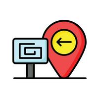 Directional arrow inside map pin with signboard showing concept icon of construction site vector