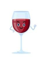 Cute wine glass cartoon character. Vector illustration for wine advertising.