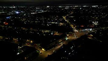 High Angle View of Illuminated British City During Night. Luton, England UK. December 23rd, 2023 video