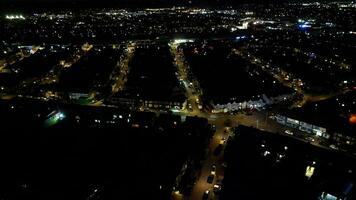 High Angle View of Illuminated British City During Night. Luton, England UK. December 23rd, 2023 video